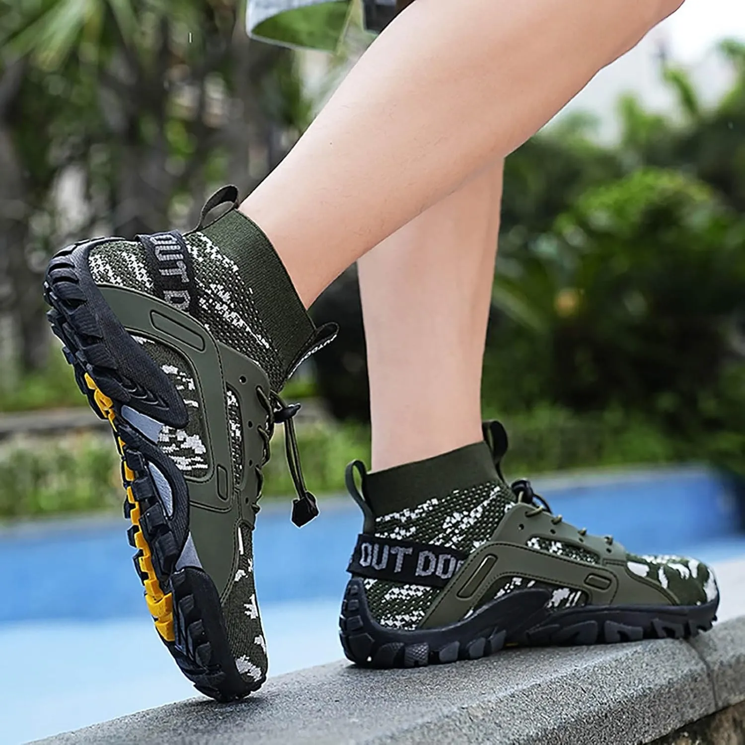 Wide Sneakers for Men Breathable Knitted Mesh Athletic Shoes Comfortable Outdoor Hiking Climbing Non Slip Sneakers