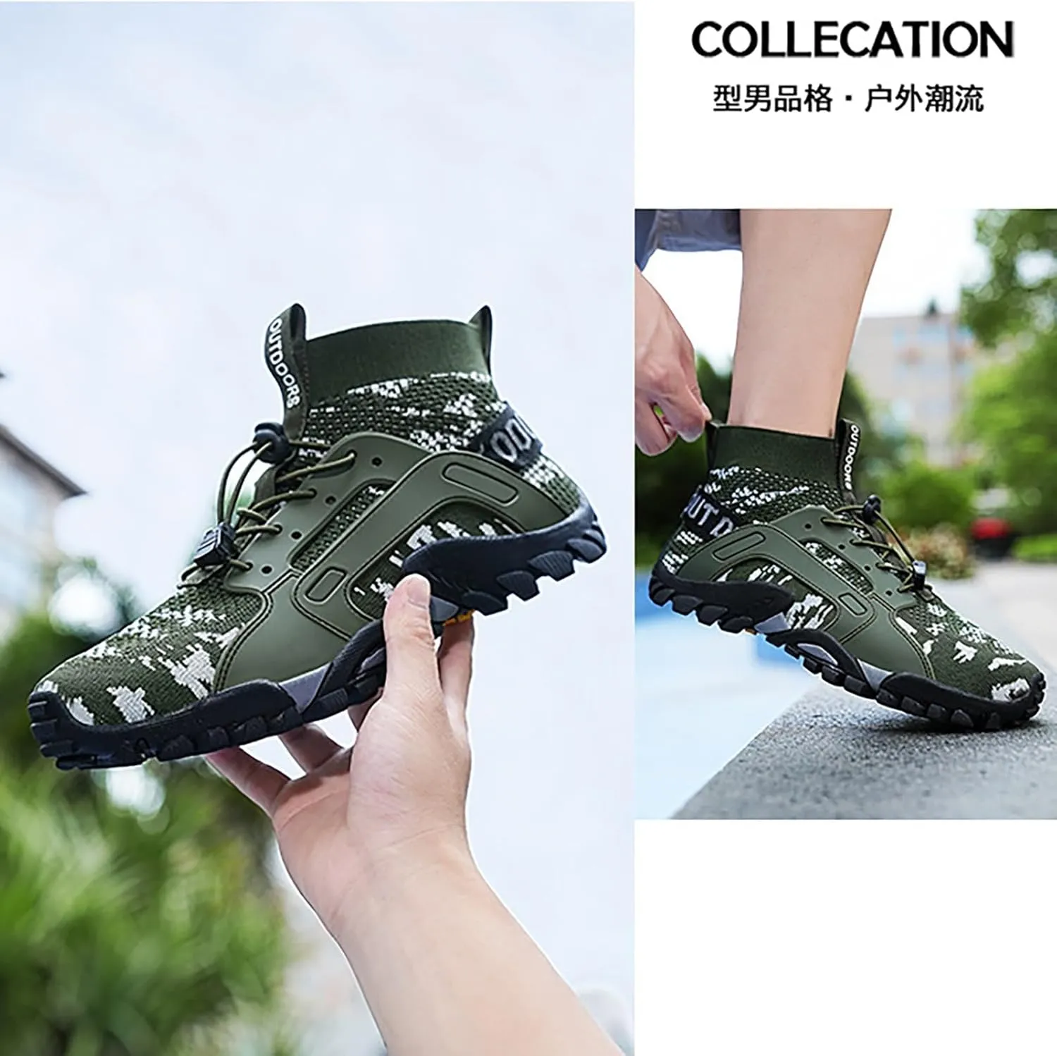 Wide Sneakers for Men Breathable Knitted Mesh Athletic Shoes Comfortable Outdoor Hiking Climbing Non Slip Sneakers