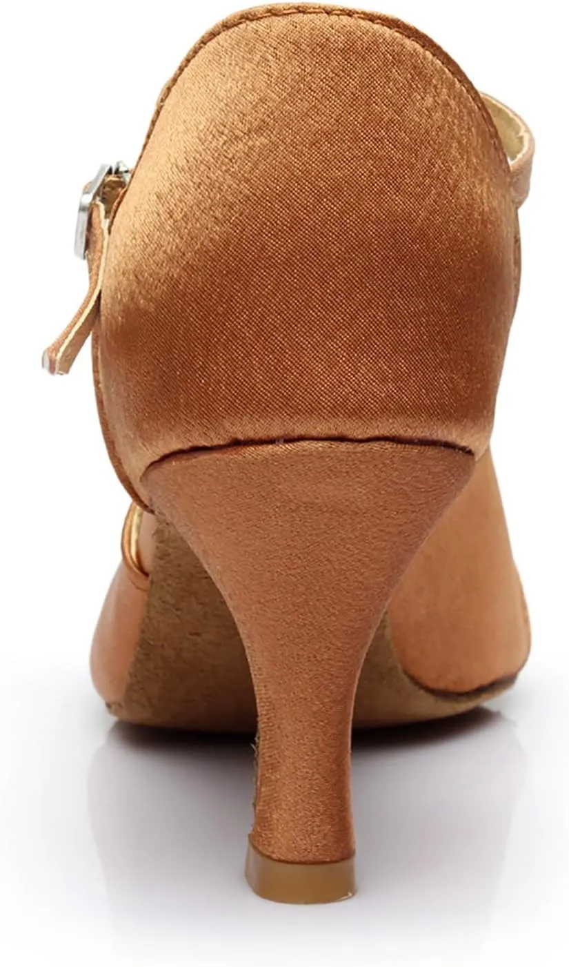 Woman Latin Dance Shoes T Strap Prom Shoe Kitten Heeled Sandals Peep Toe Ballroom Shoes Glitter Practice Dance Shoe