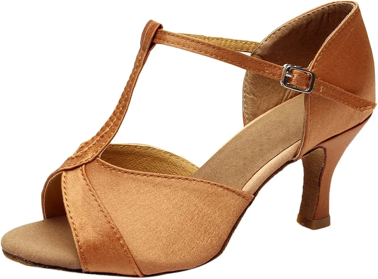 Woman Latin Dance Shoes T Strap Prom Shoe Kitten Heeled Sandals Peep Toe Ballroom Shoes Glitter Practice Dance Shoe