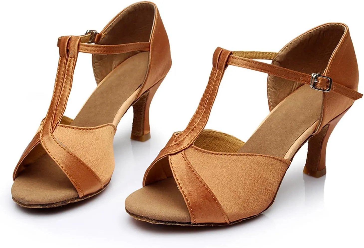Woman Latin Dance Shoes T Strap Prom Shoe Kitten Heeled Sandals Peep Toe Ballroom Shoes Glitter Practice Dance Shoe
