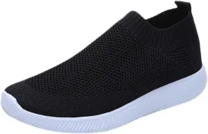 Women Casual Slip On Sneakers Breathable Knit Walking Shoes Lightweight Loafers Non Slip Comfortable Flats