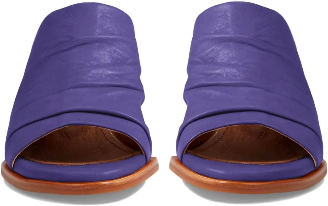 Women Chunky Block Heel Mules Open Toe Slip On Mule Sandals Stacked Heels Mule Shoes Pleated Matte 2 inch Mule Heels Slide Shoes Casual Walking Outdoor Heeled Mules Retro 4-11 M US