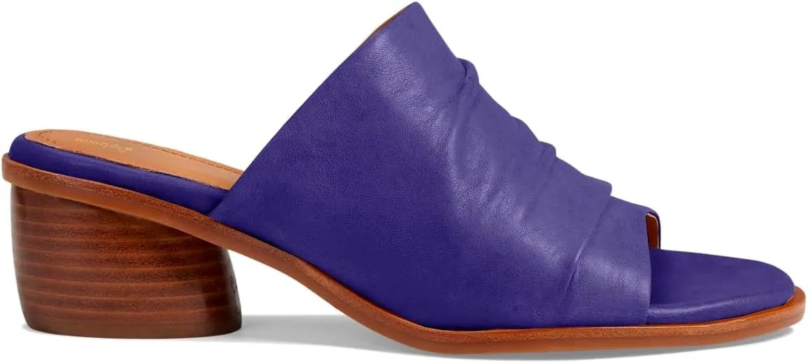 Women Chunky Block Heel Mules Open Toe Slip On Mule Sandals Stacked Heels Mule Shoes Pleated Matte 2 inch Mule Heels Slide Shoes Casual Walking Outdoor Heeled Mules Retro 4-11 M US
