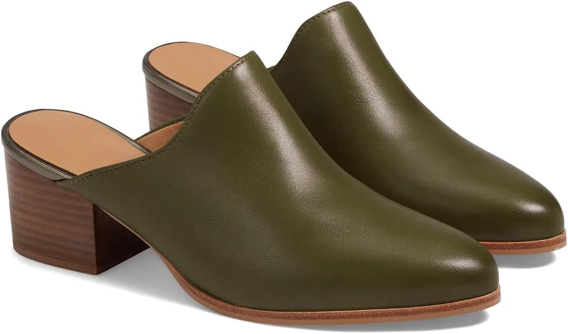 Women Chunky Block Heel Mules Pointed Closed Toe Suede Mule Sandals Slip-On Stacked Heels Booties Backless 2" Heeled Slide Shoes Comfort Fashion Casual Office Homecoming Retro 4-11 M US