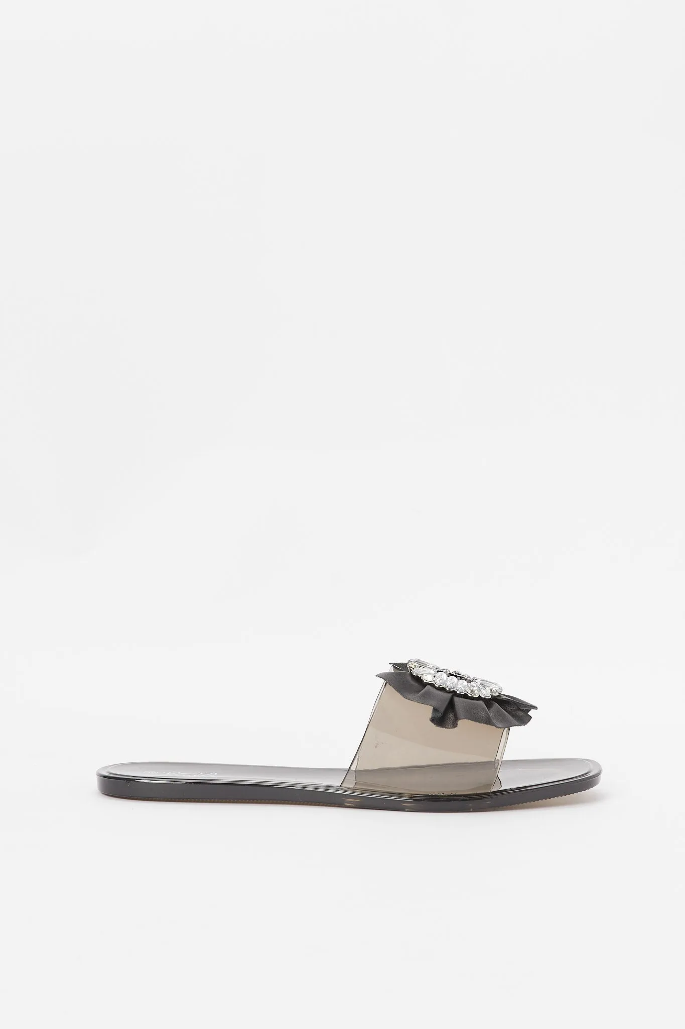 Women Clera Black Embellished Buckle Mule