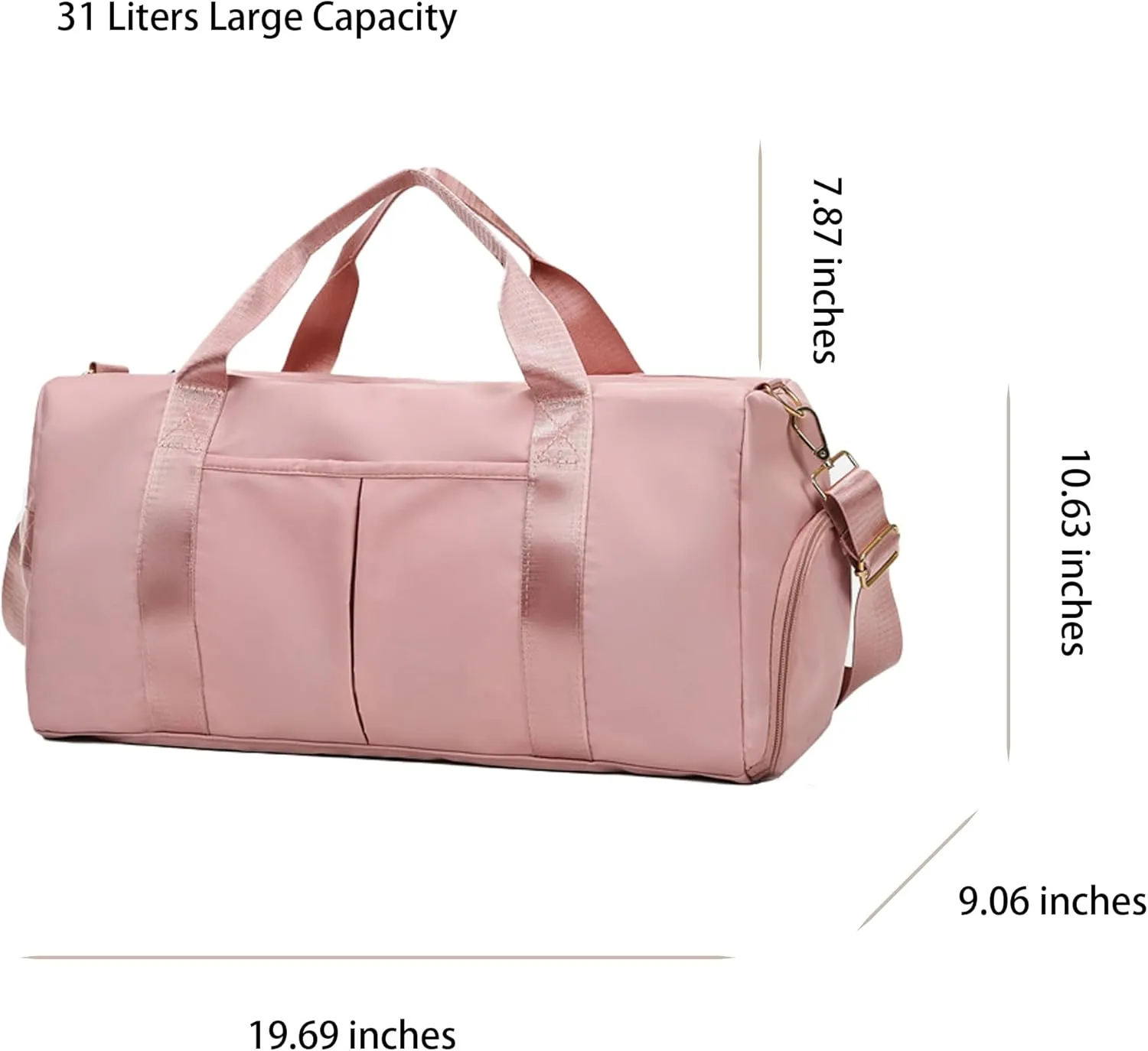Women Gym Bag with Separation for Wet and Dry, Shoe Storage, Waterproof Travel Duffle Bag for Gym, Swimming, Yoga, Sports (Pink)