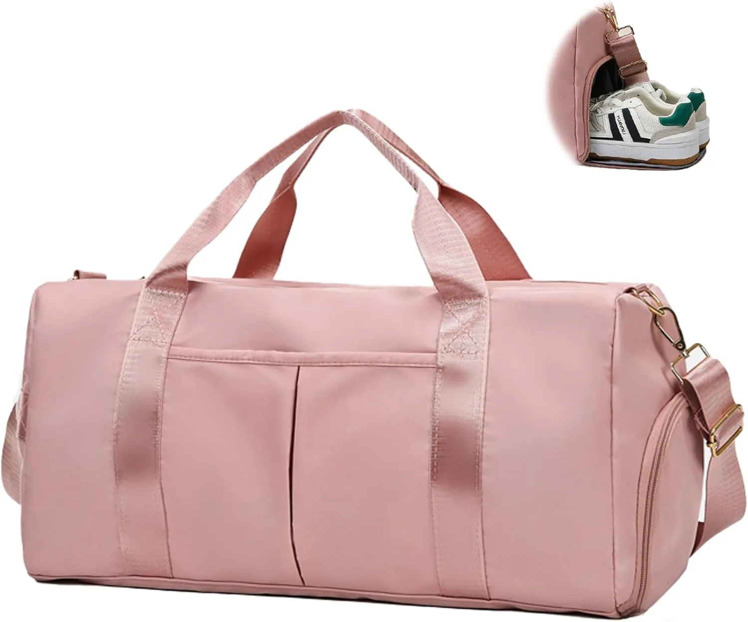 Women Gym Bag with Separation for Wet and Dry, Shoe Storage, Waterproof Travel Duffle Bag for Gym, Swimming, Yoga, Sports (Pink)