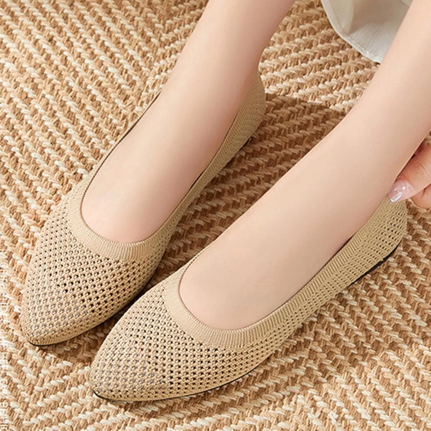 Women Loafers Breathable Popular Knitted Mesh Fashion Women Shoes Ladies Slip On