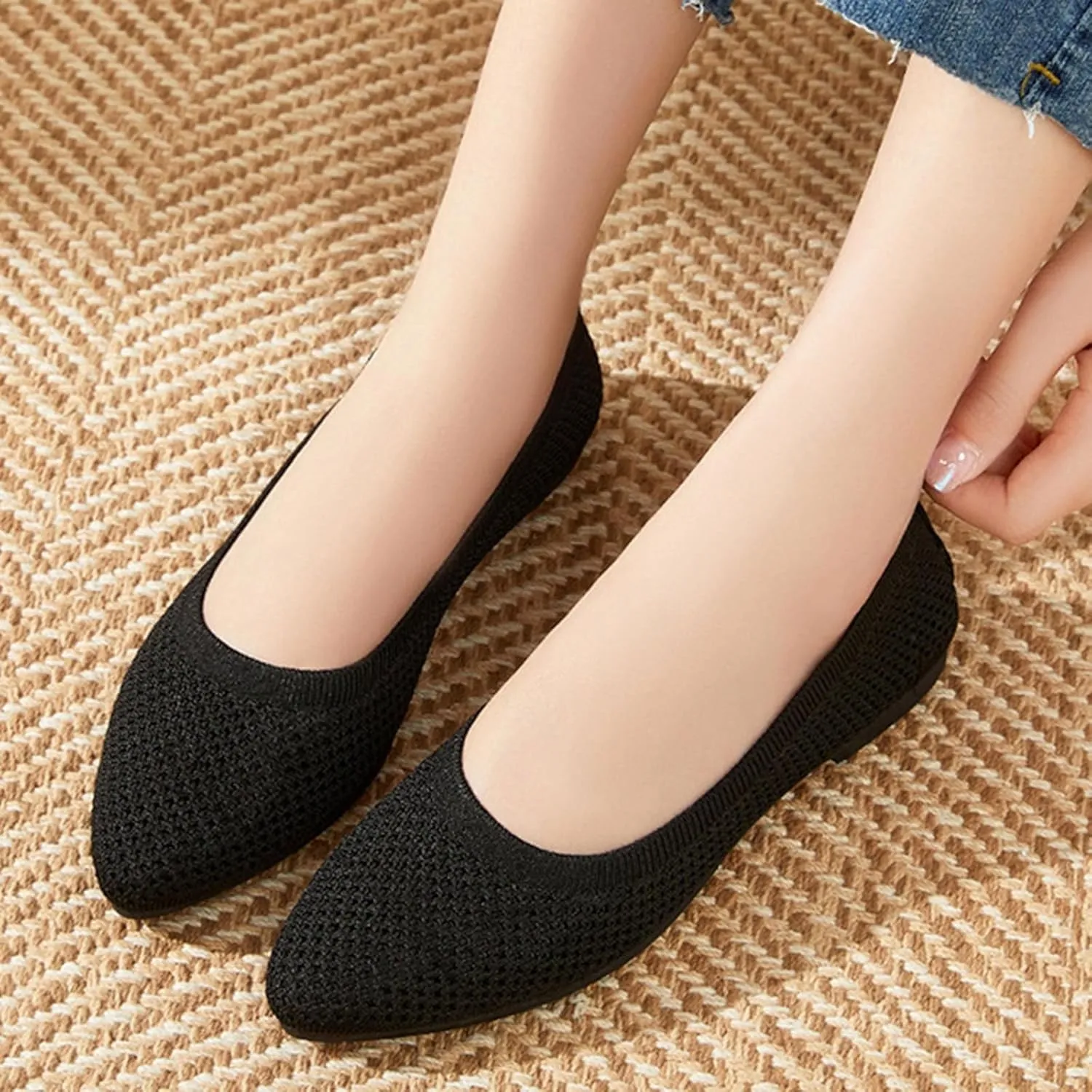 Women Loafers Breathable Popular Knitted Mesh Fashion Women Shoes Ladies Slip On