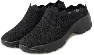 Women Mesh Slip-ons Wedge Mule Sneakers Summer Backless Breathable Platform Clog Slippers with Arch Support Lightweight Non-Slip Walking Shoes