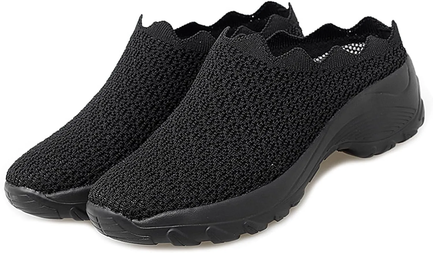 Women Mesh Slip-ons Wedge Mule Sneakers Summer Backless Breathable Platform Clog Slippers with Arch Support Lightweight Non-Slip Walking Shoes