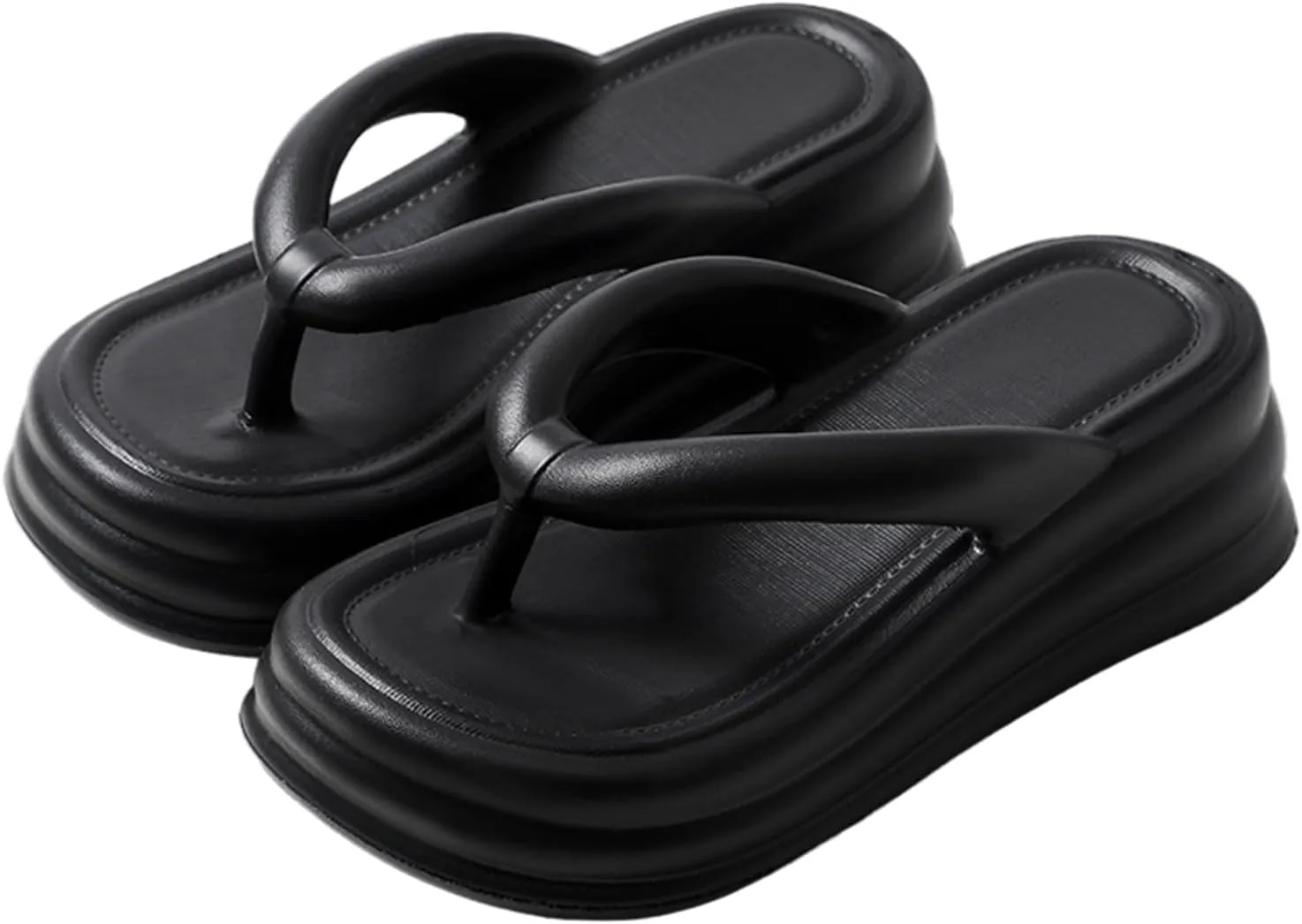 Women Non-Slip Casual Wedges Sandals, Women's Platform Flip Flops, Summer Heeled Slides, Casual Beach Thong Slippers
