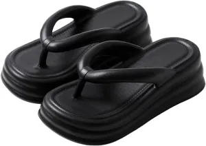 Women Non-Slip Casual Wedges Sandals, Women's Platform Flip Flops, Summer Heeled Slides, Casual Beach Thong Slippers