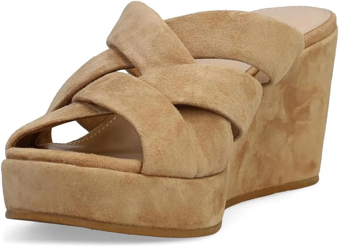 Women Open Round Toe Platform Sandals Backless Slip on Wedge Mid Heel Mules Fashion Daily Dress Shoes Size 4-16 US