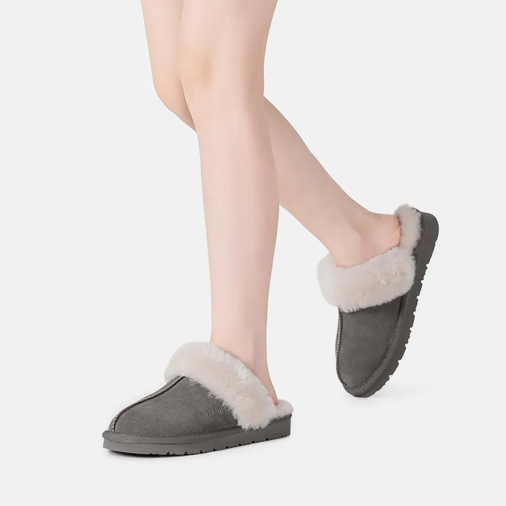 Women Raven Slippers Womens Warm Winter Sheepskin Suede Mule