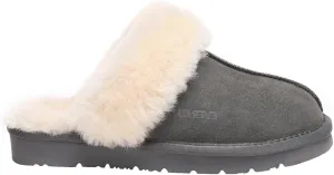 Women Raven Slippers Womens Warm Winter Sheepskin Suede Mule