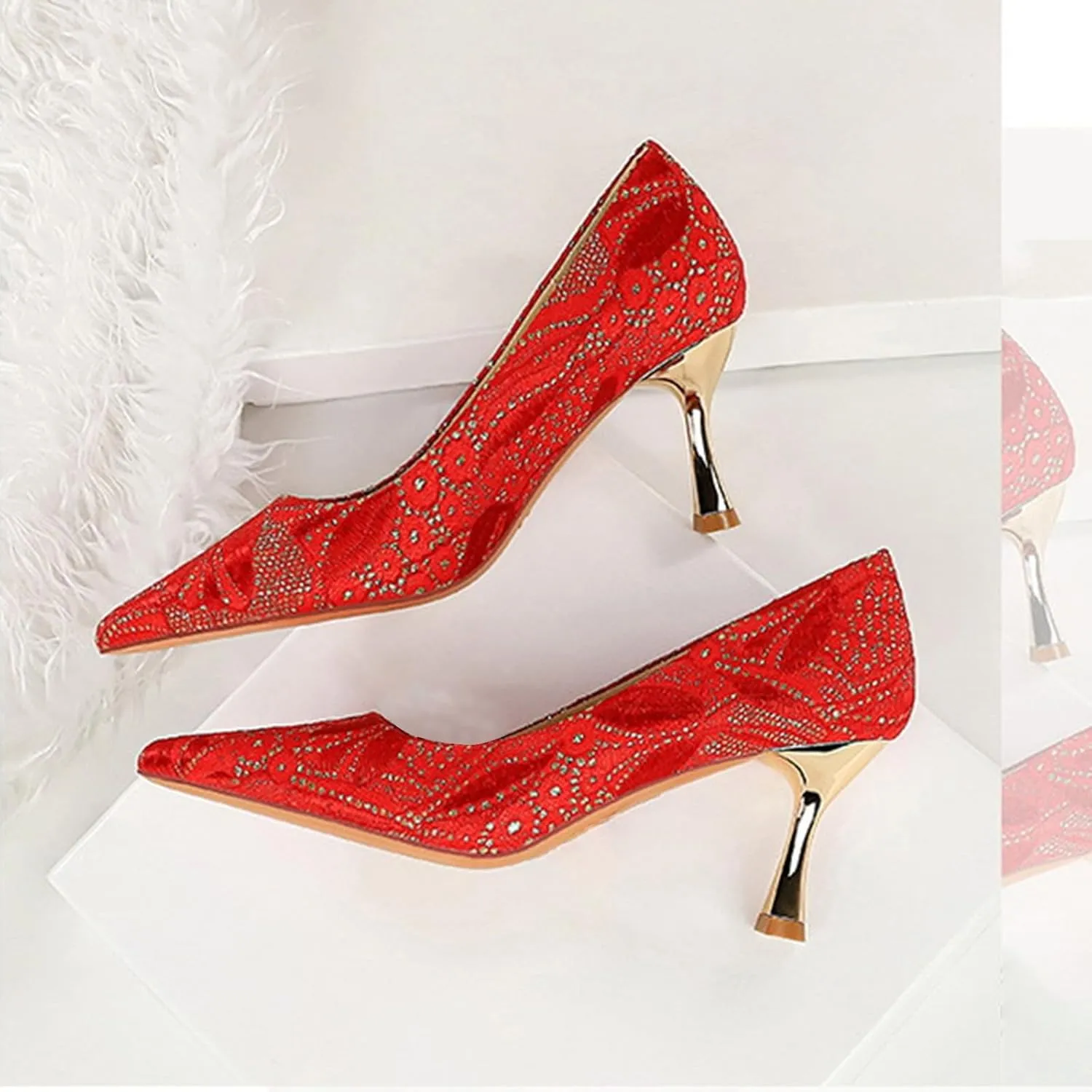 Women Sandal Stiletto Heel Close Pointed Toe Sandal Summer Slip On Wedding Party Work Pumps Comfort Casual Shoes