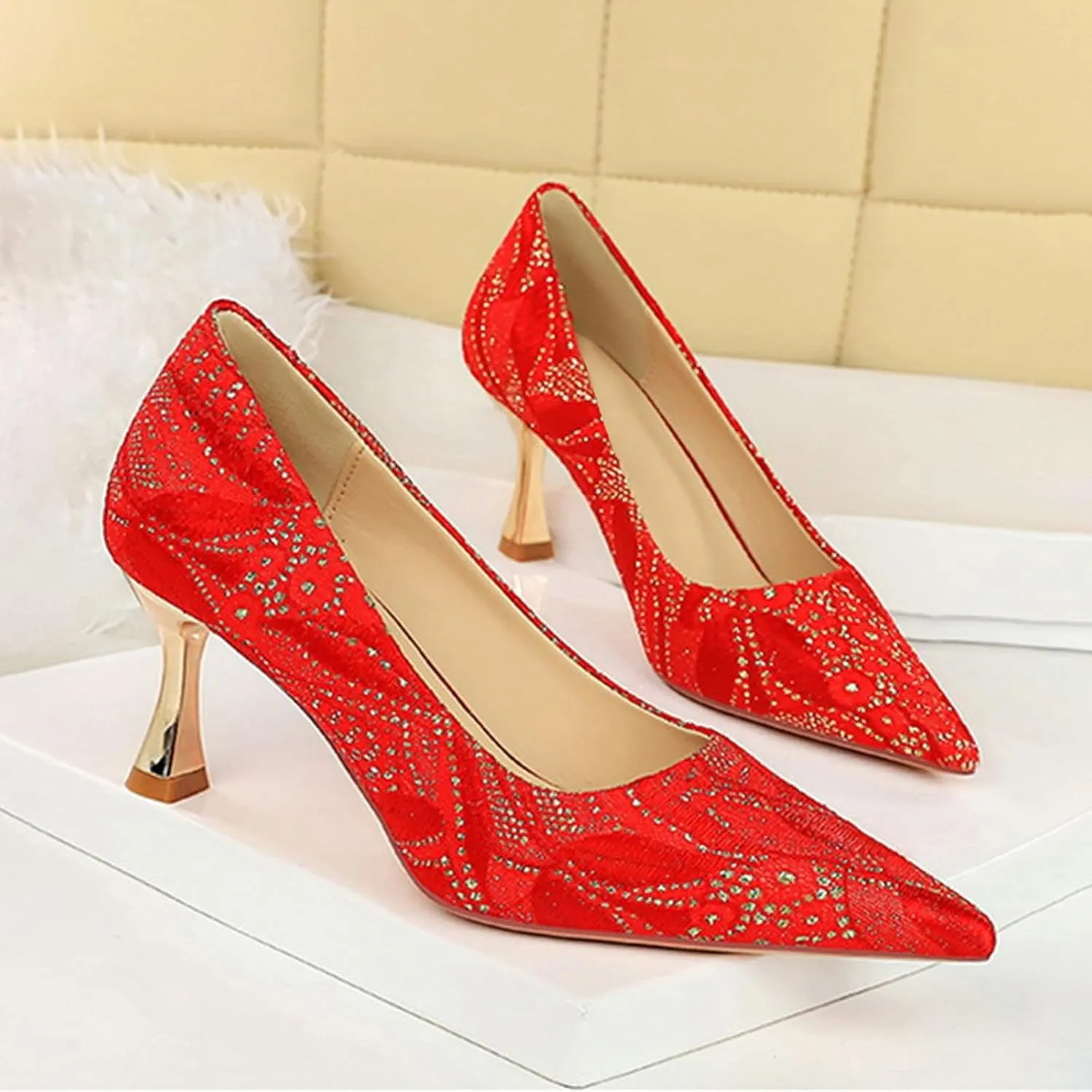 Women Sandal Stiletto Heel Close Pointed Toe Sandal Summer Slip On Wedding Party Work Pumps Comfort Casual Shoes
