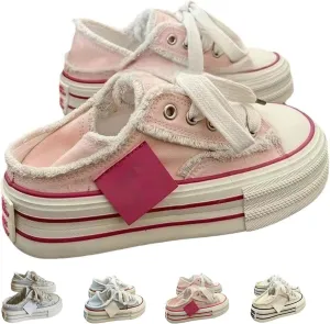 Women Slip On Canvas Mule Sneakers Comfortable Platform Shoes for Walking Errands Travel Breathable Casual Loafers Indoor Outdoor Wear