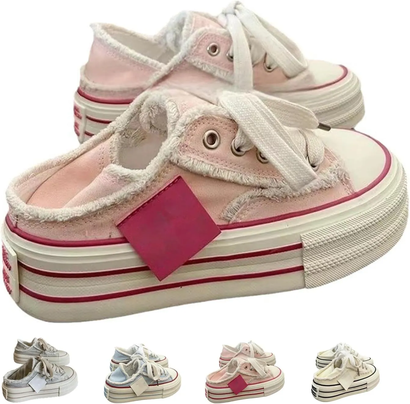 Women Slip On Canvas Mule Sneakers Comfortable Platform Shoes for Walking Errands Travel Breathable Casual Loafers Indoor Outdoor Wear