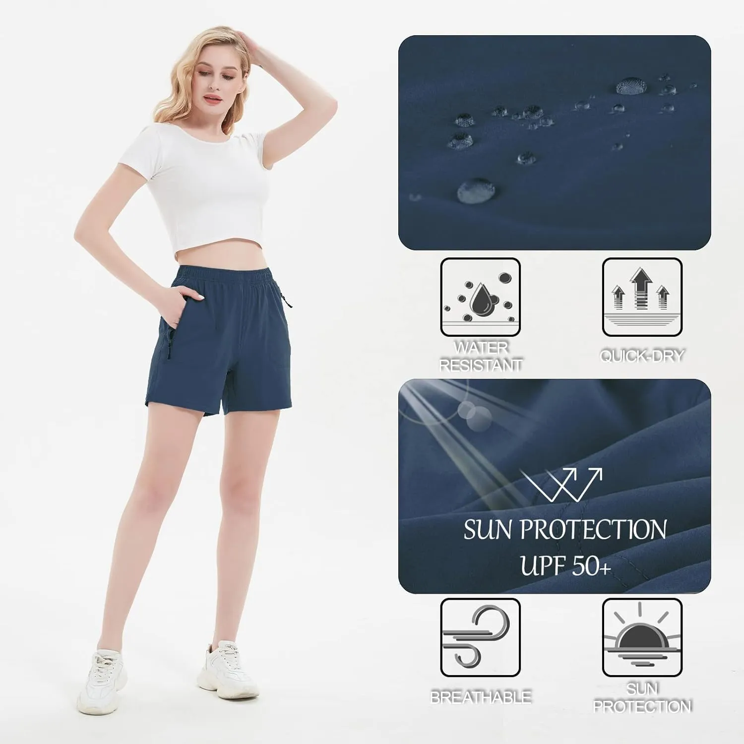 Women's 5" 7" Hiking Cargo Shorts Quick Dry Lightweight Athletic Outdoor Shorts for Workout with Zipper Pockets