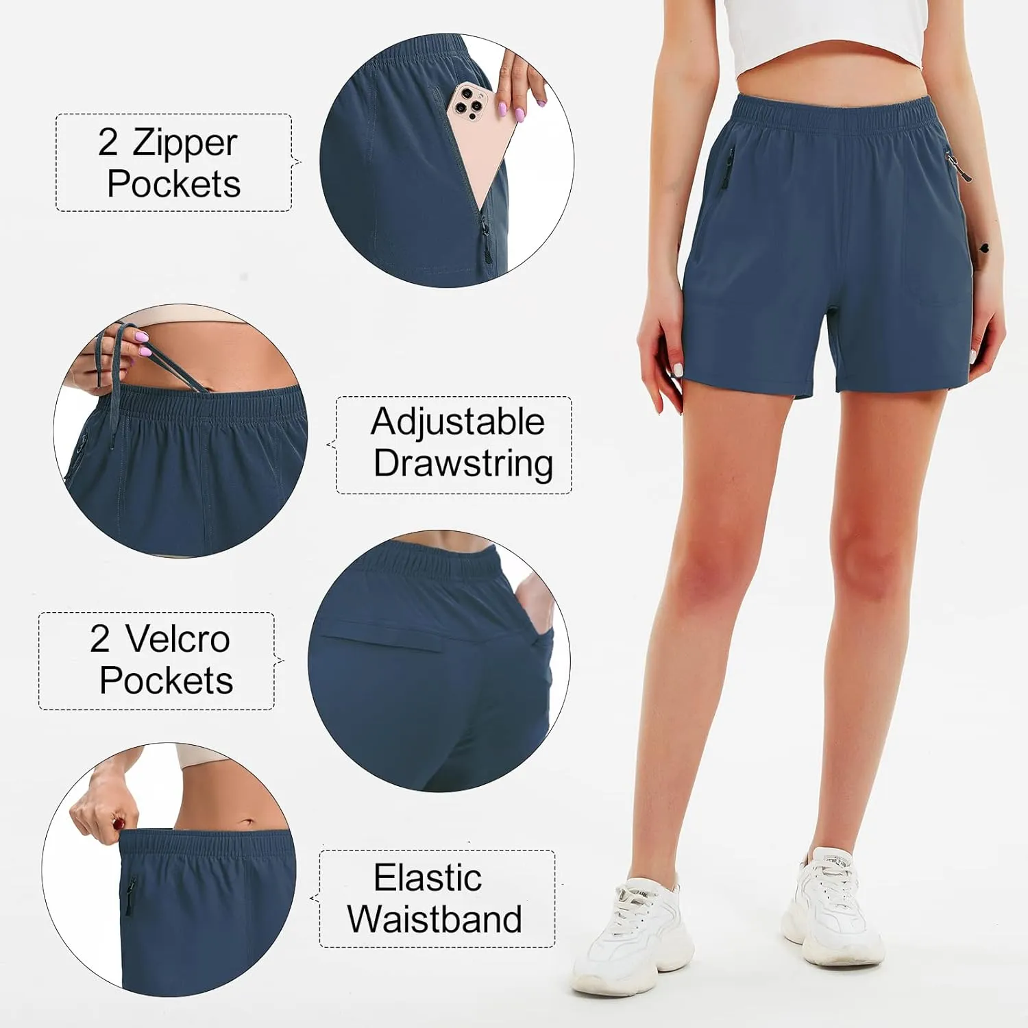 Women's 5" 7" Hiking Cargo Shorts Quick Dry Lightweight Athletic Outdoor Shorts for Workout with Zipper Pockets