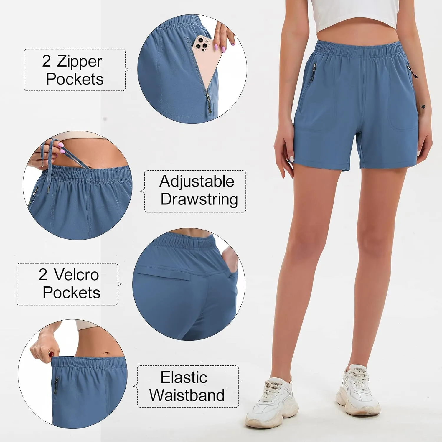Women's 5" 7" Hiking Cargo Shorts Quick Dry Lightweight Athletic Outdoor Shorts for Workout with Zipper Pockets