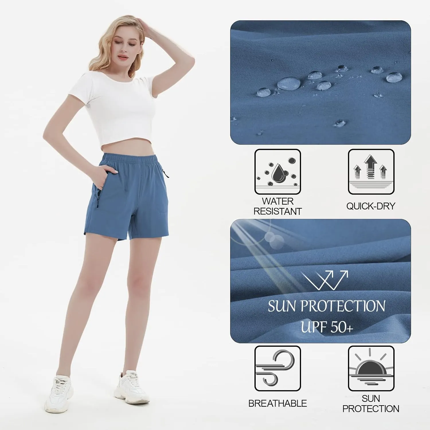 Women's 5" 7" Hiking Cargo Shorts Quick Dry Lightweight Athletic Outdoor Shorts for Workout with Zipper Pockets