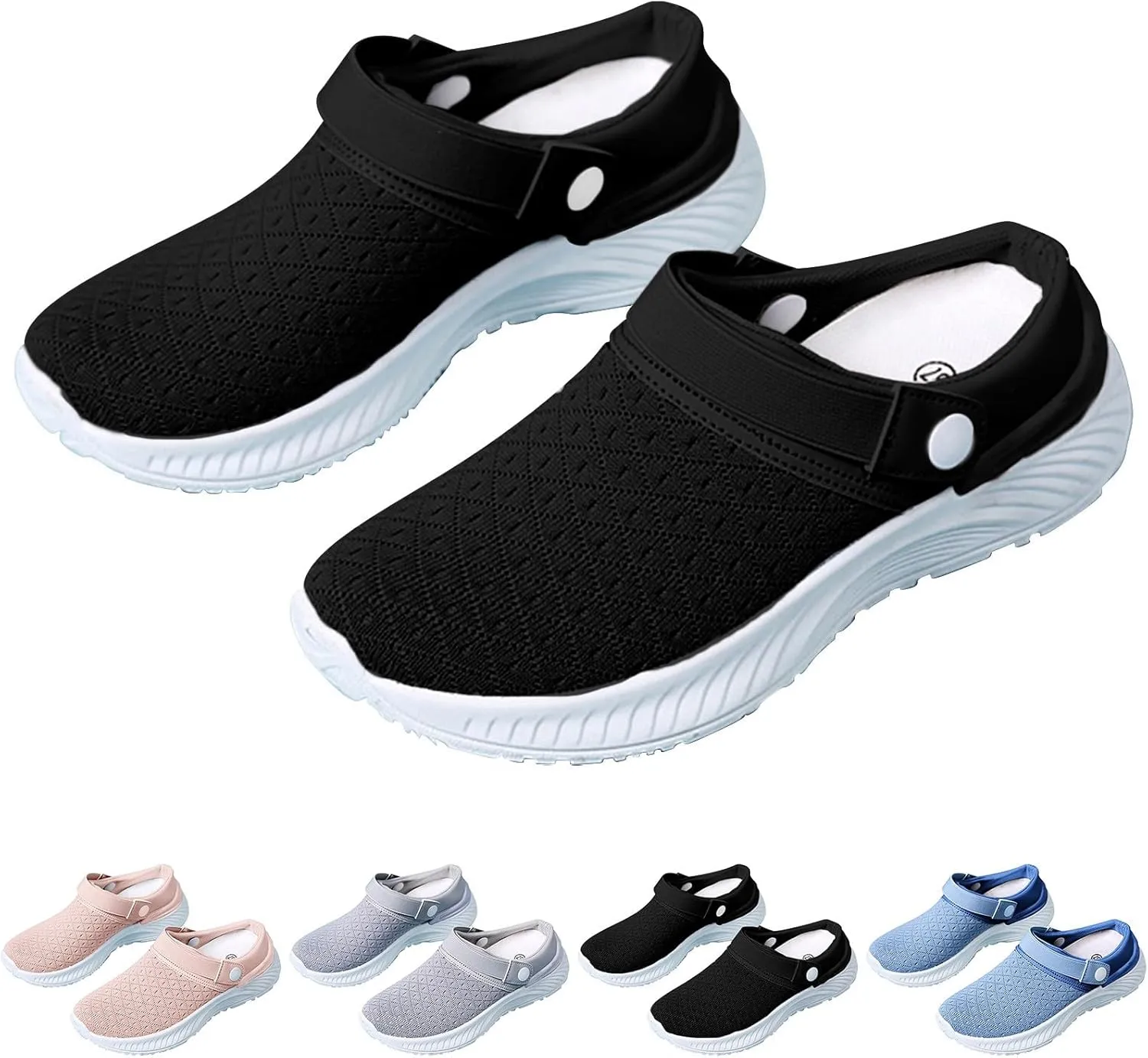Women's Backless Slip on Mesh Sneakers Shoes Mens Running Shoes Walking Women's Casual Shoes Black Platform Sneaker Tennis Shoe Loafers Casual Slip On