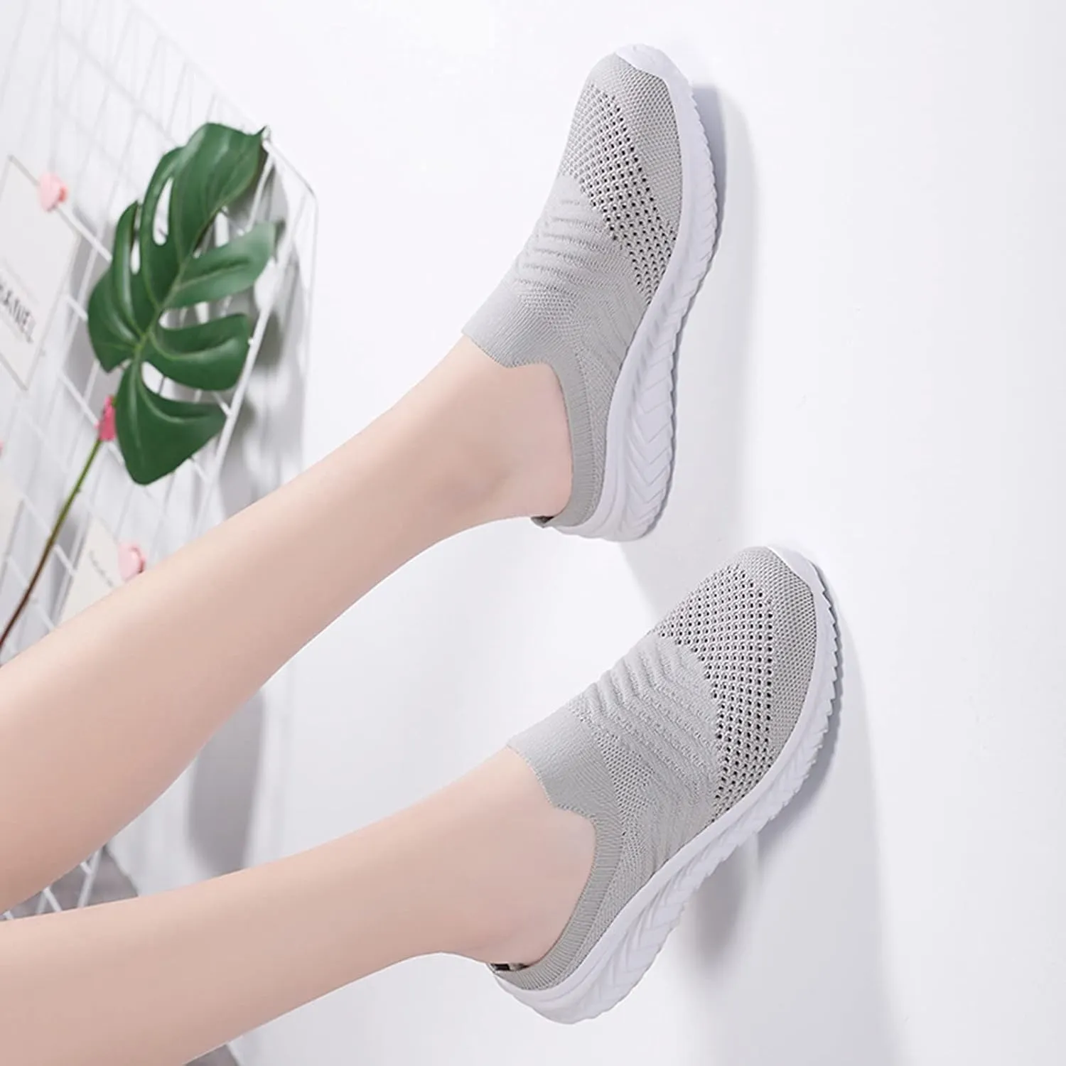 Women's Backless Slip on Mesh Sneakers Shoes Walking Shoes Women Slip On Black Casual Shoes White Platform Sneakers Steel Toe Tennis Shoe Loafers Casual Slip On