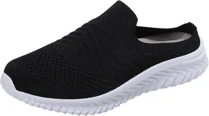 Women's Backless Slip on Mesh Sneakers Shoes Walking Shoes Women Slip On Black Casual Shoes White Platform Sneakers Steel Toe Tennis Shoe Loafers Casual Slip On