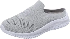 Women's Backless Slip on Mesh Sneakers Shoes Walking Shoes Women Slip On Black Casual Shoes White Platform Sneakers Steel Toe Tennis Shoe Loafers Casual Slip On