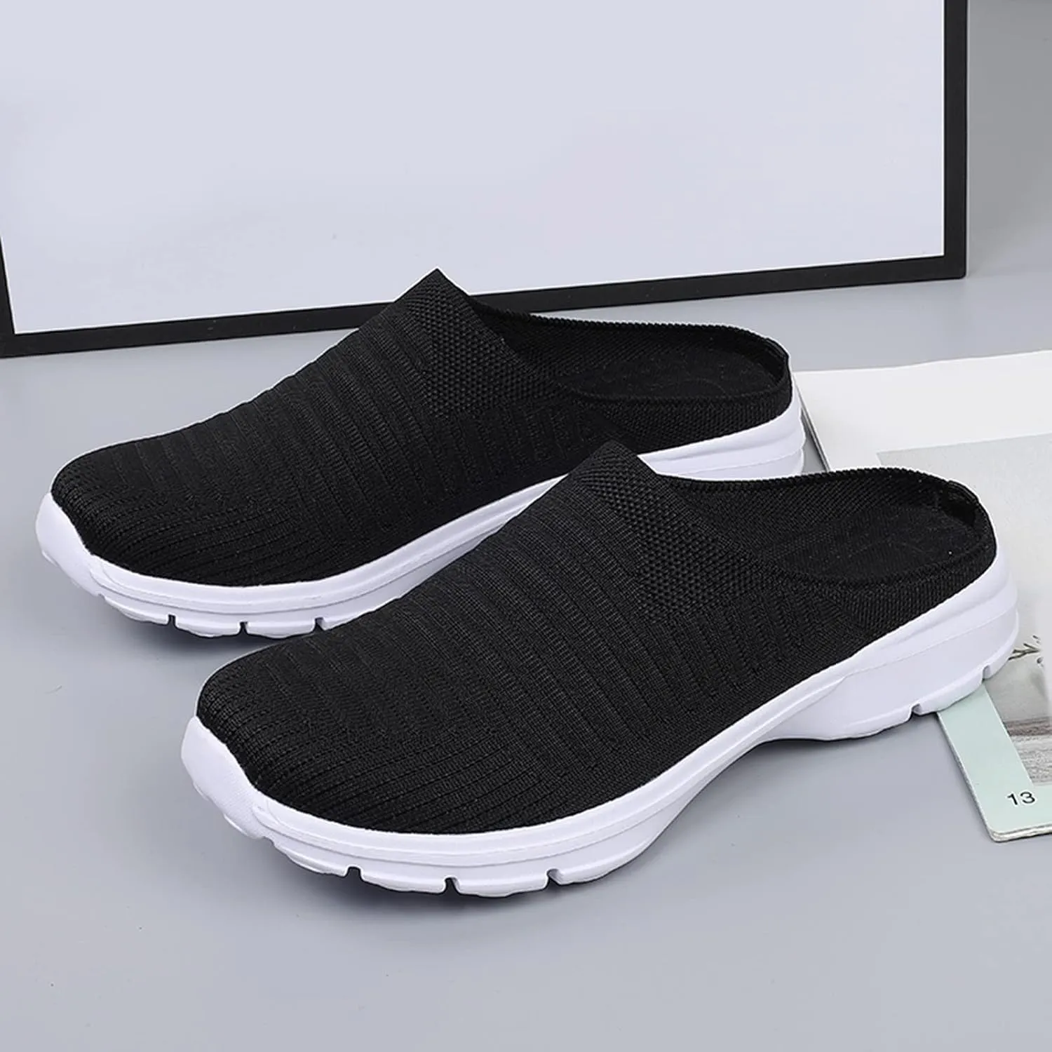 Womens Backless Sneakers Mesh Slip-on Mule Shoes Running Shoes for Women Comfort Brown Casual Shoes Men Shoes Sneakers Steel Toe Tennis Shoe Trainers Shoe