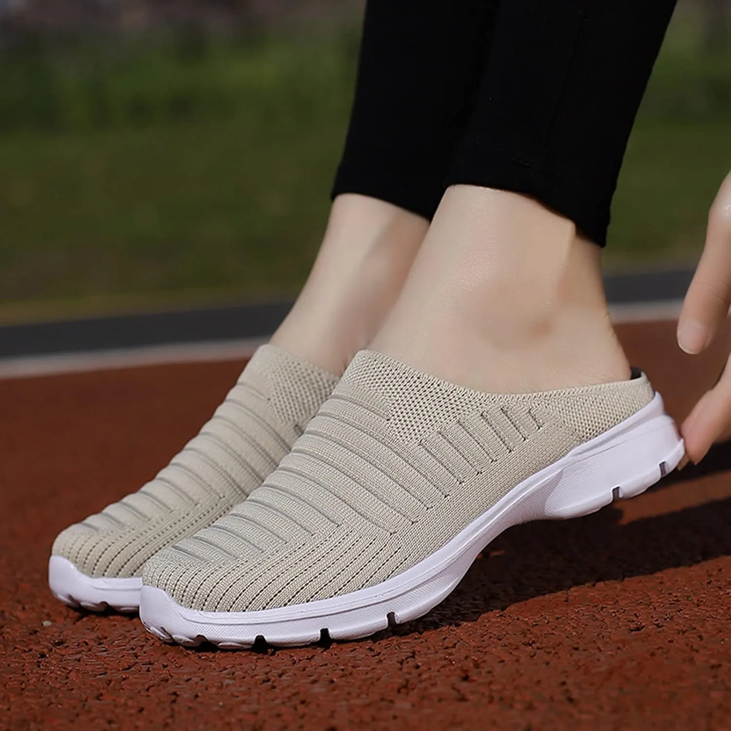 Womens Backless Sneakers Mesh Slip-on Mule Shoes Tennis Shoes Womens High Top Casual Shoes Women Shoes Sneakers Slip On Tennis Shoe Loafers Casual Slip On