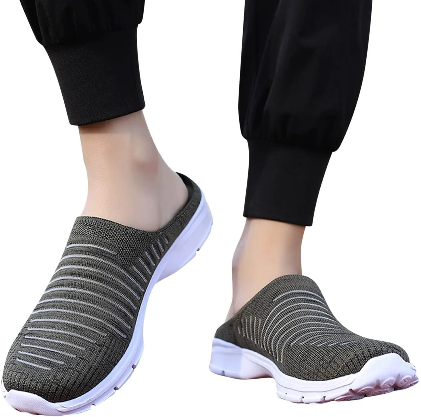 Womens Backless Sneakers Mesh Slip-on Mule Shoes Tennis Shoes Womens High Top Casual Shoes Women Shoes Sneakers Slip On Tennis Shoe Loafers Casual Slip On