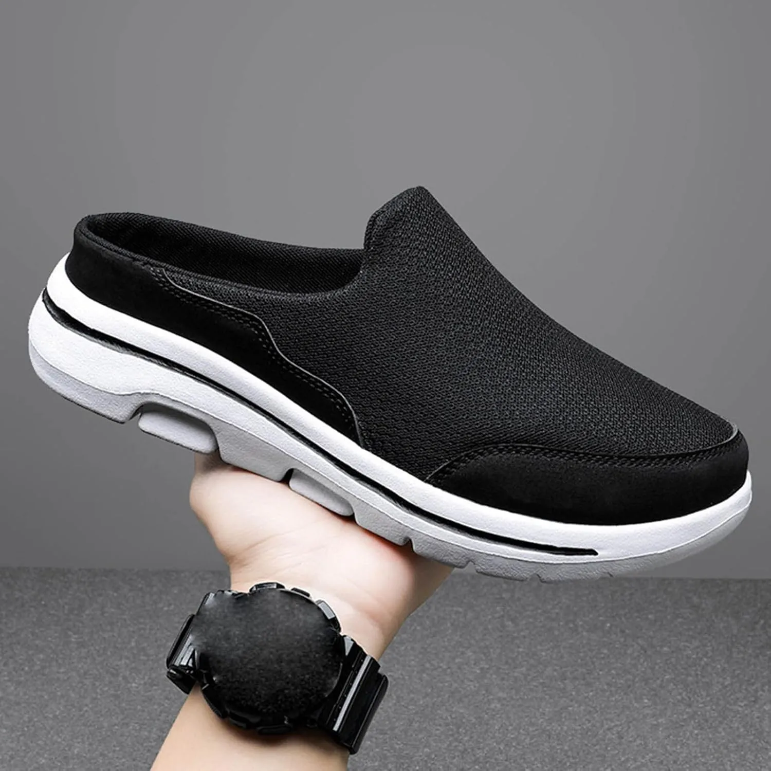 Womens Backless Sneakers Mesh Slip-on Mule Shoes Womens Running Shoes Wide Dress Casual Shoes Fashion Sneakers Waterproof Tennis Shoe Cross Trainer Shoe