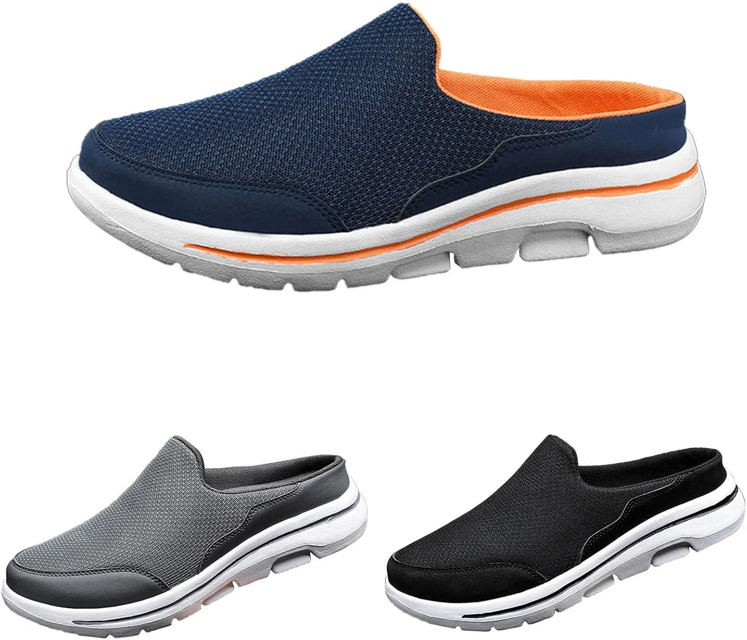 Womens Backless Sneakers Mesh Slip-on Mule Shoes Womens Running Shoes Wide Dress Casual Shoes Fashion Sneakers Waterproof Tennis Shoe Cross Trainer Shoe