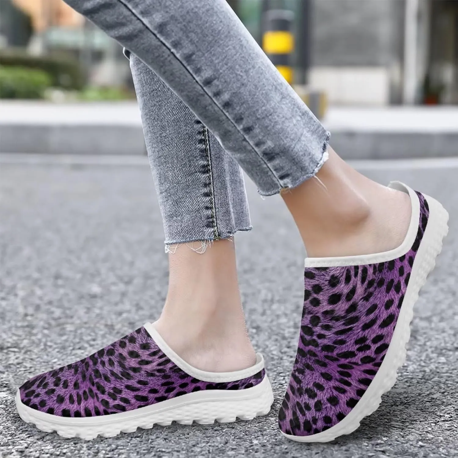 Women's Backless Walking Sneakers Slip-on Mule Shoes Closed Toe Slippers Lightweight Anti Skid Footwear