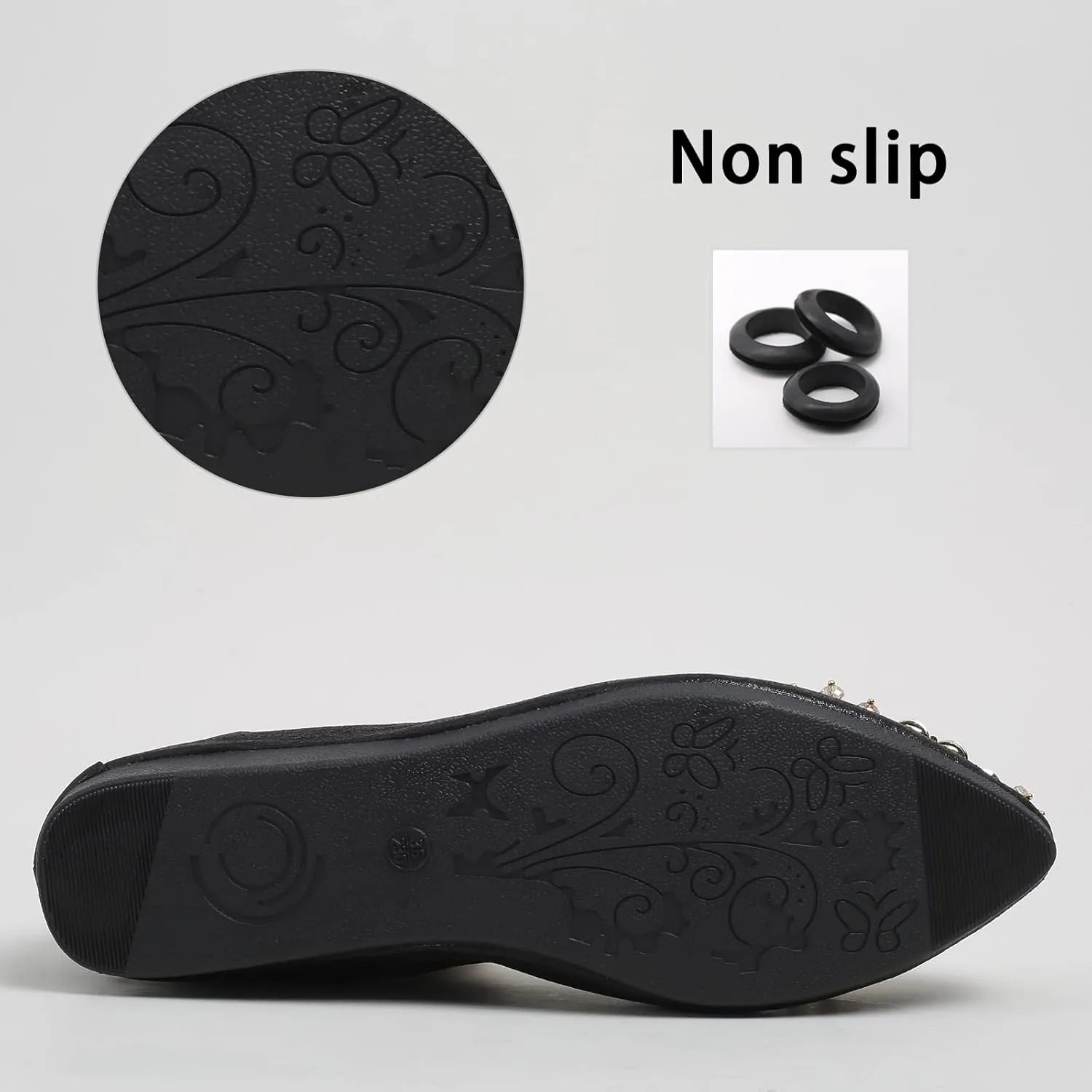Women's Ballet Flat Shoes - Cute Rhinestones Bow Wedding Flats Slip on Flats for Women Comfort