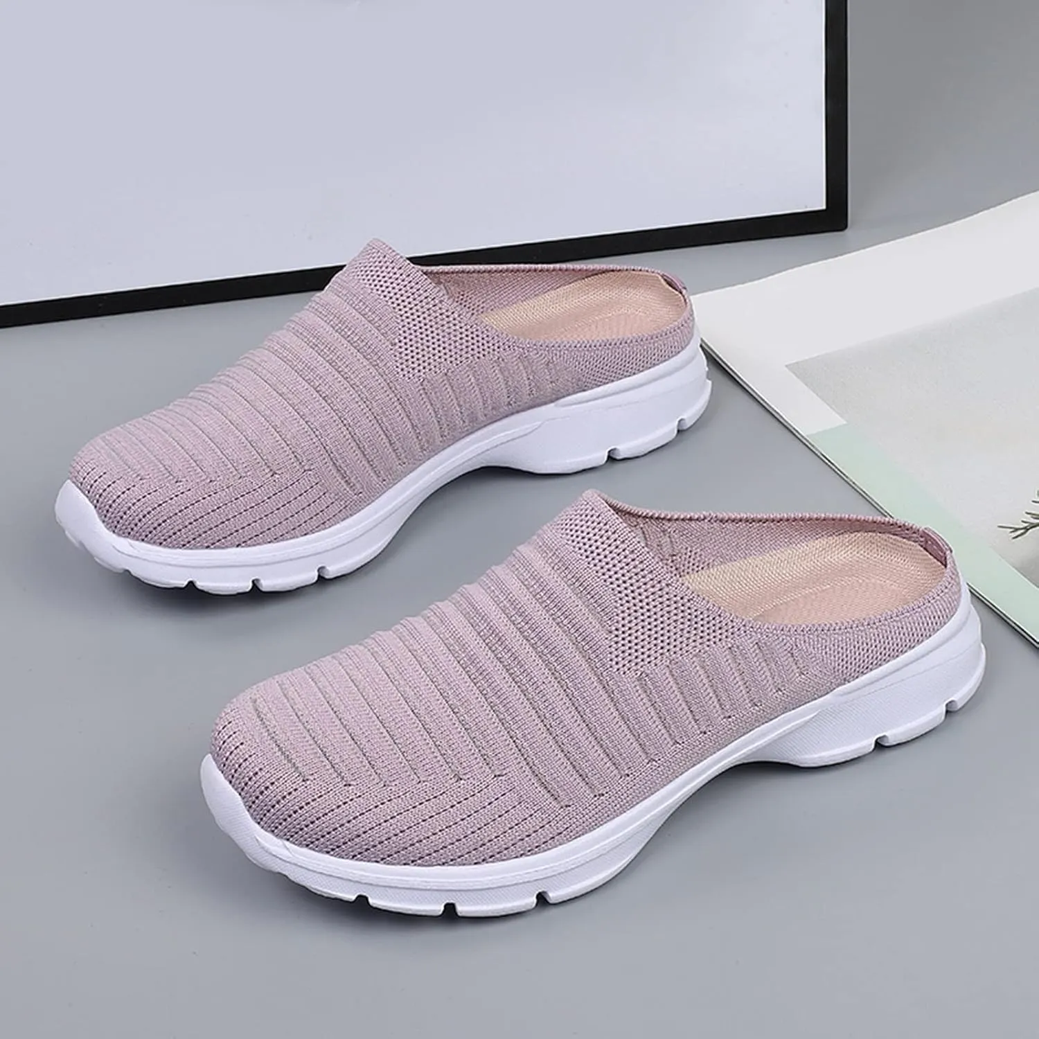 Women's Casual Slip on Half Shoes Breathable Running Shoes for Men Boots Women Casual Shoes Men Shoes Sneakers Black Tennis Shoe Trainers Shoe