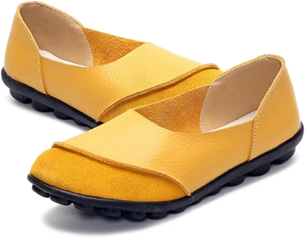 Women's Cowhide Leather Loafers Flats Moccasins Slip-On