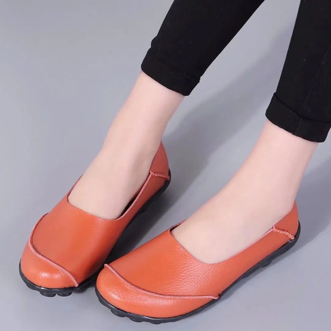 Women's Cowhide Leather Loafers Flats Moccasins Slip-On
