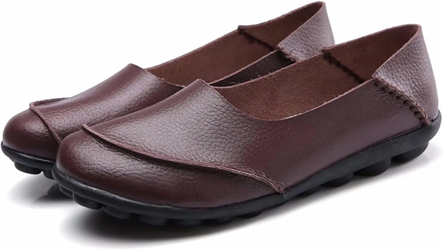 Women's Cowhide Leather Loafers Flats Moccasins Slip-On