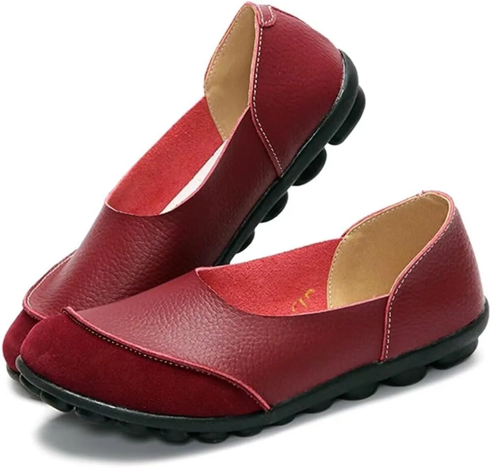 Women's Cowhide Leather Loafers Flats Moccasins Slip-On