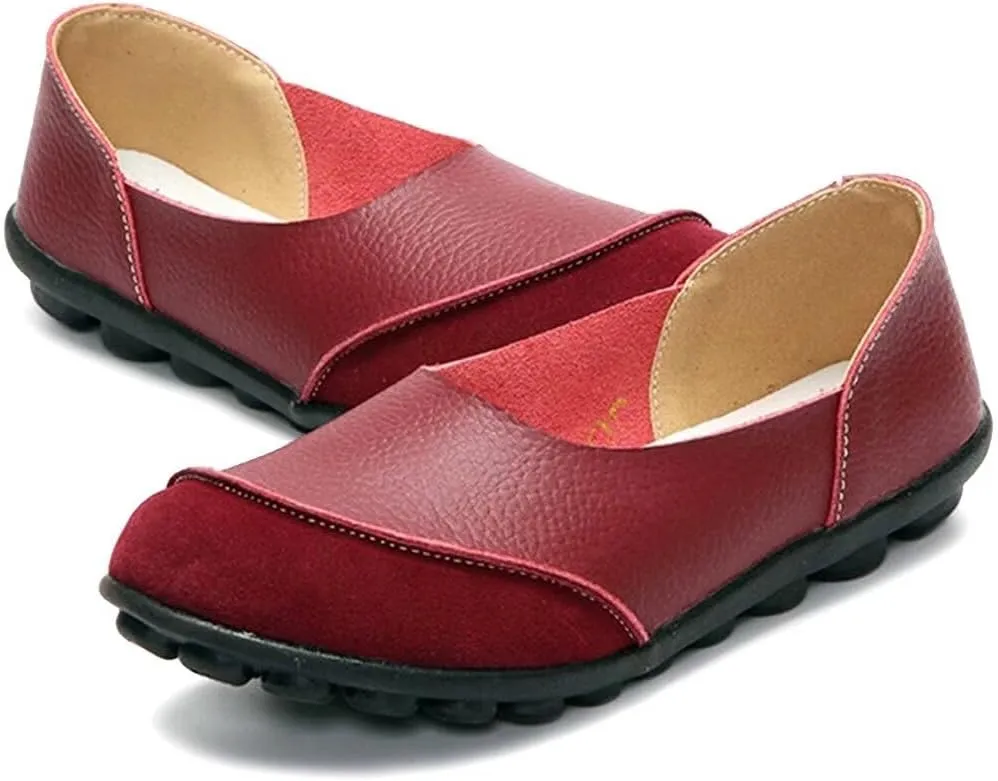Women's Cowhide Leather Loafers Flats Moccasins Slip-On