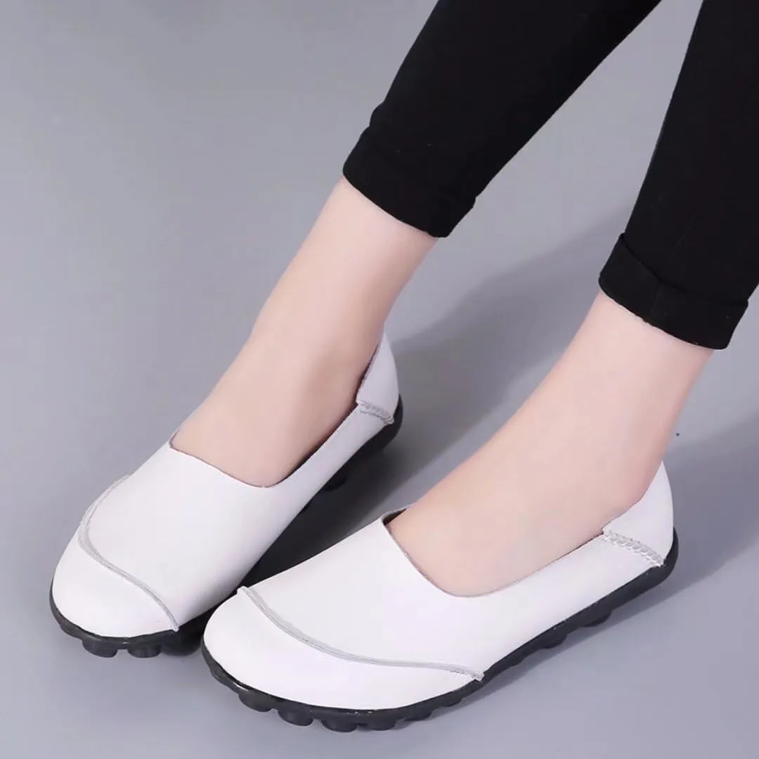 Women's Cowhide Leather Loafers Flats Moccasins Slip-On