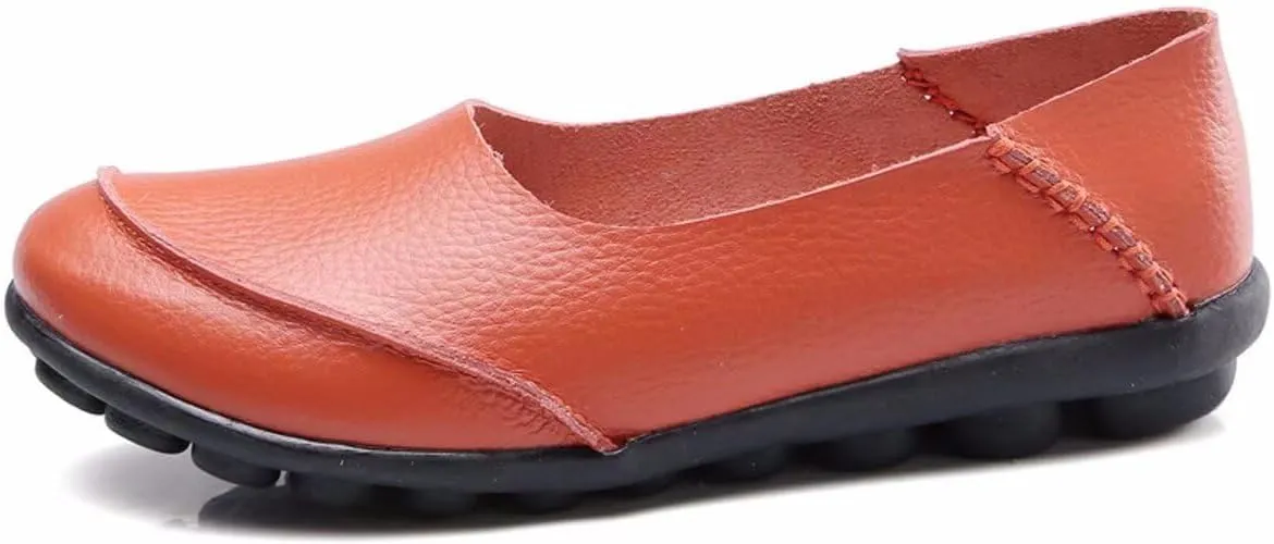 Women's Cowhide Leather Loafers Flats Moccasins Slip-On