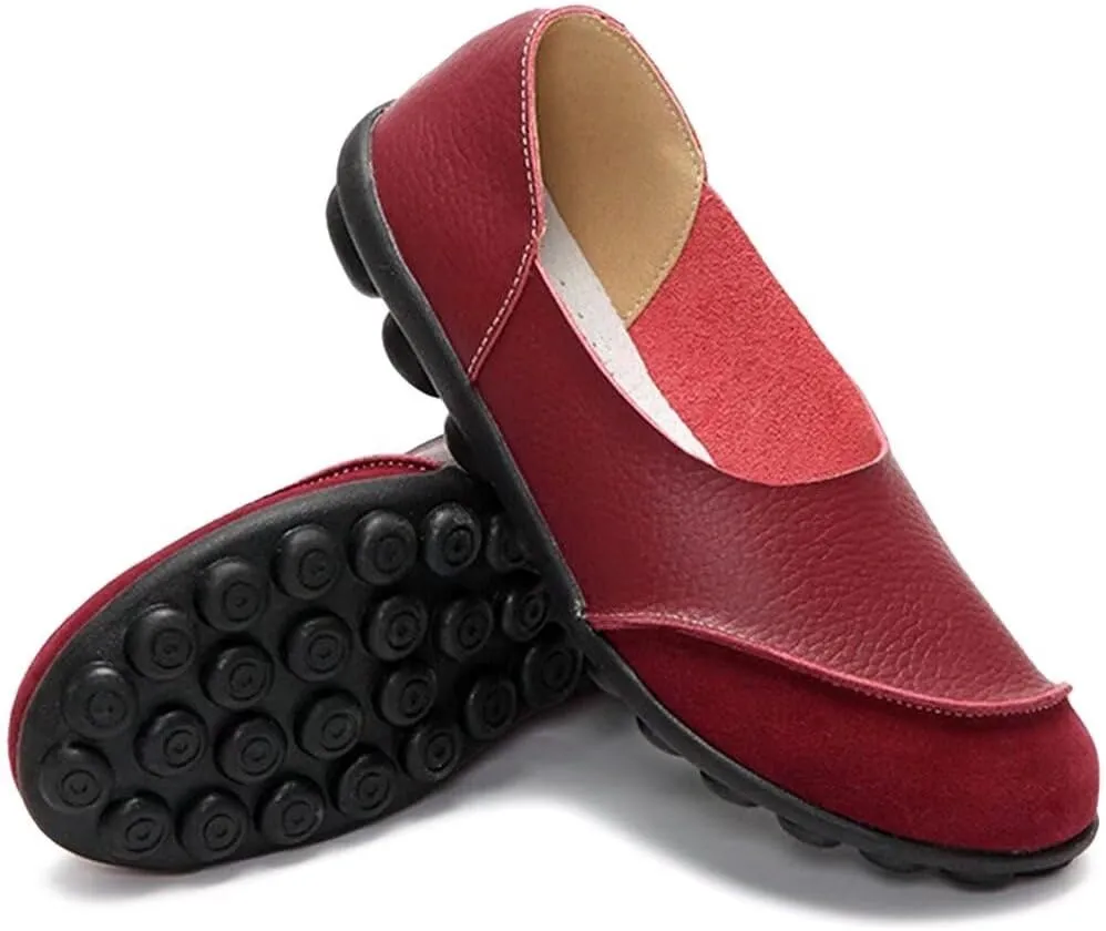 Women's Cowhide Leather Loafers Flats Moccasins Slip-On