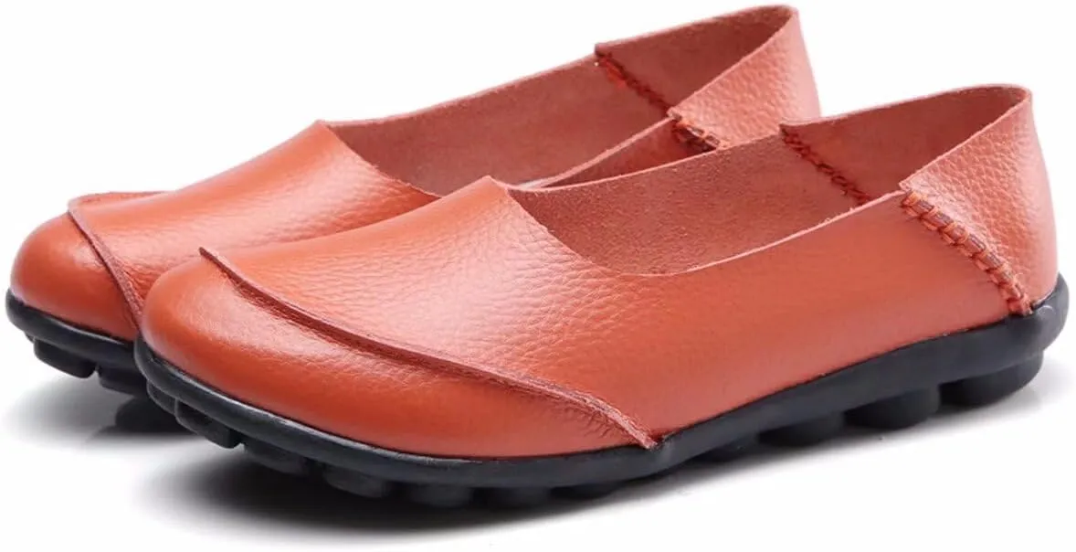 Women's Cowhide Leather Loafers Flats Moccasins Slip-On